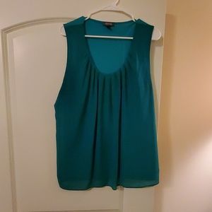 XXL Teal pleated neck sleeveless blouse